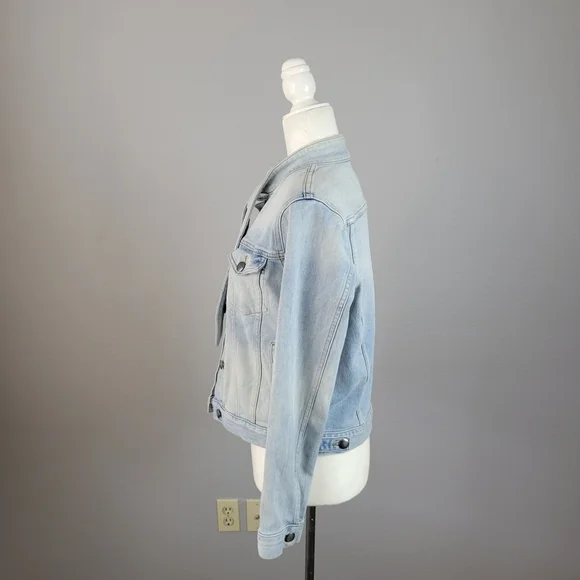 FRAME // le tie neck button front slim fit soft stretch denim jacket littleton - Picture 4 of 16